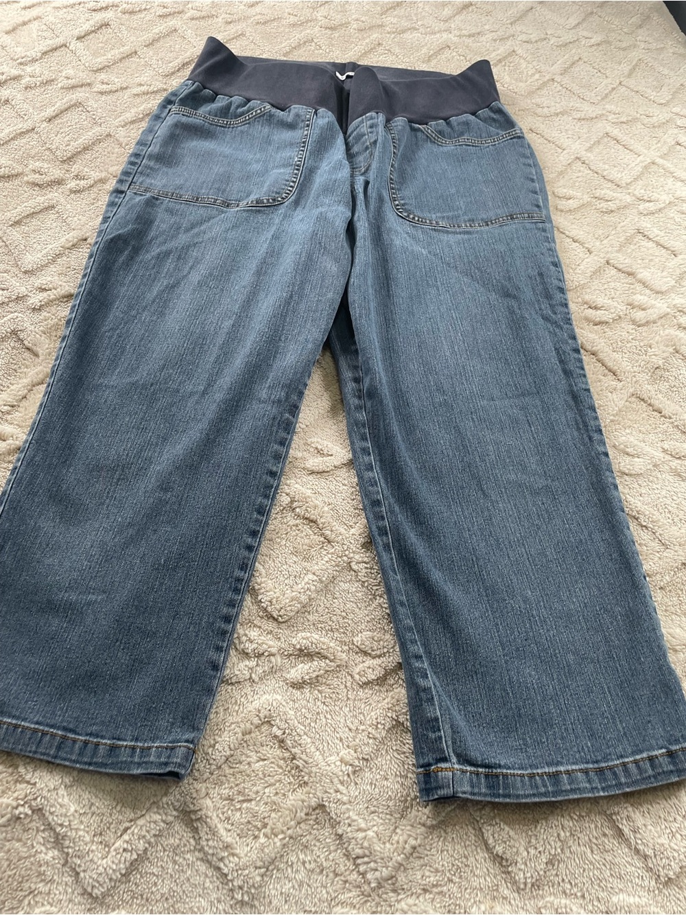 duo Maternity Stretch Denim Waistband Jeans in Blue Sz Large Weekender - Picture 10 of 10